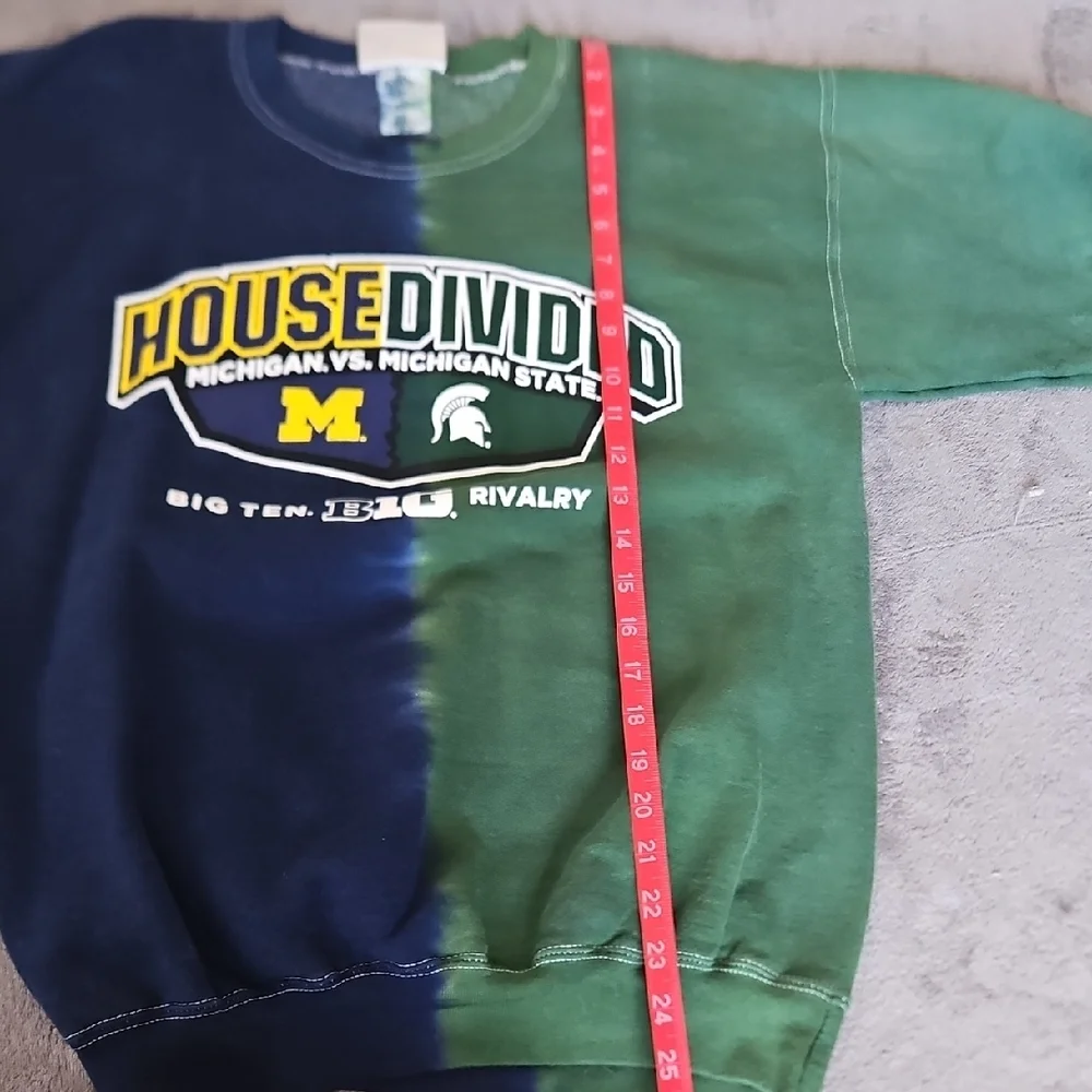 Hanes House Divided Men's Crewneck Sweater - Blue and Green - Picture 8 of 9